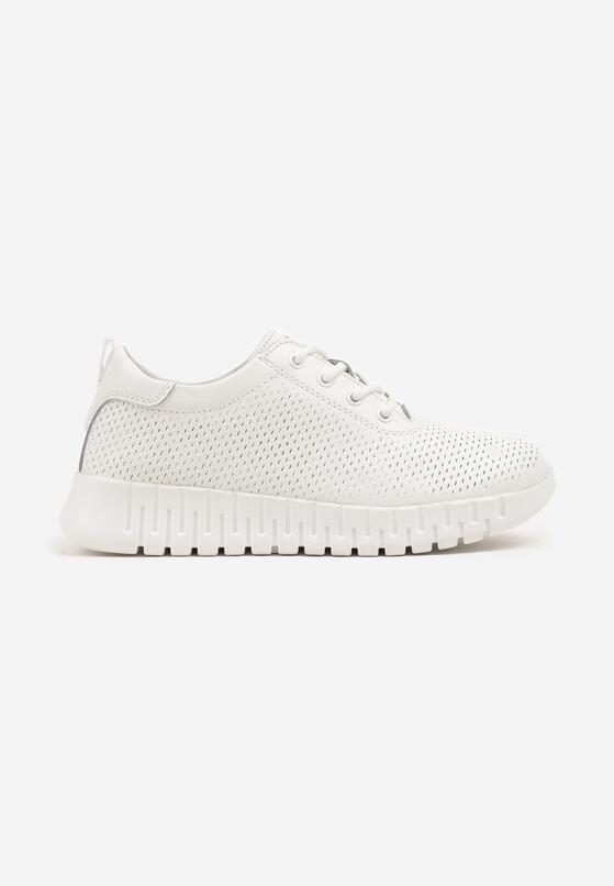 Białe Skórzane Sneakersy z Ozdobną Perforacją i Tłoczoną Podeszwą Setalira 4