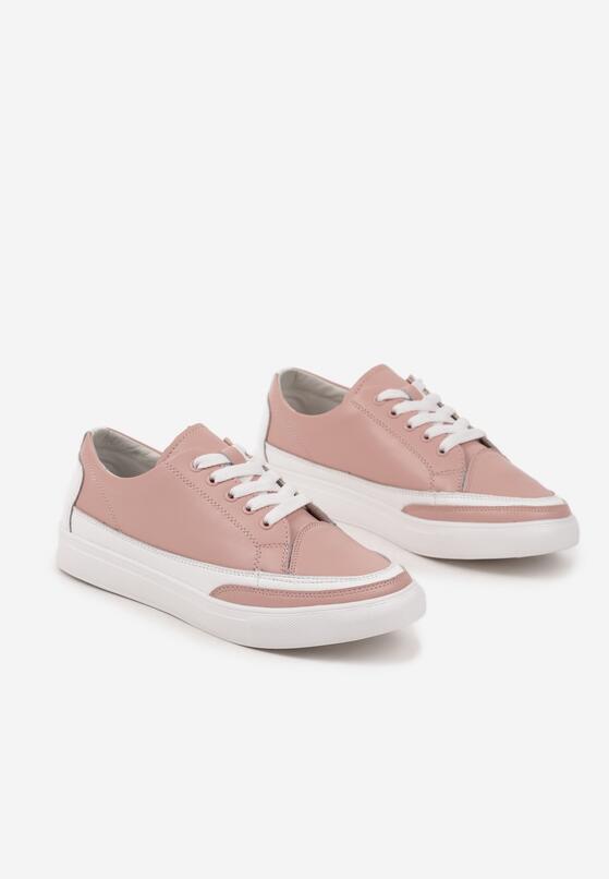 Różowe Sneakersy Skórzane z Przeszyciami Setalith 5