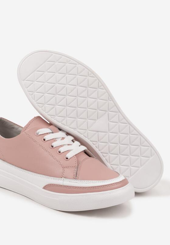 Różowe Sneakersy Skórzane z Przeszyciami Setalith 6