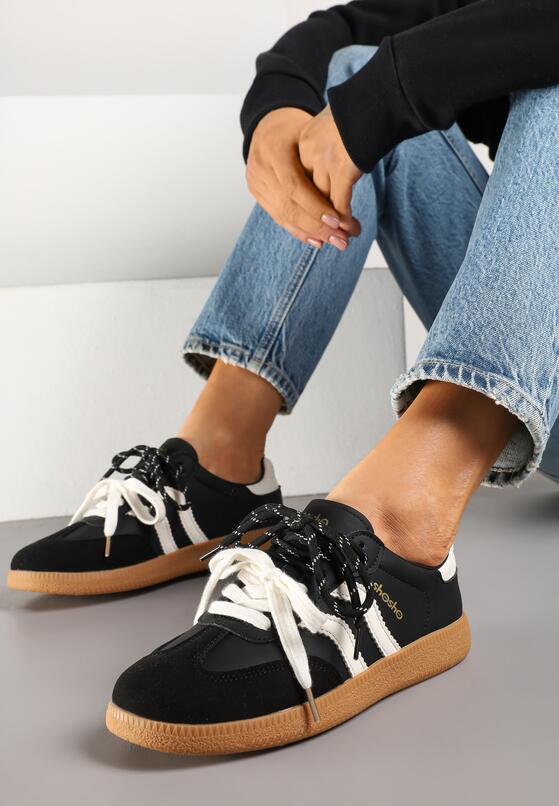 Sneakers Negri cu bej 2