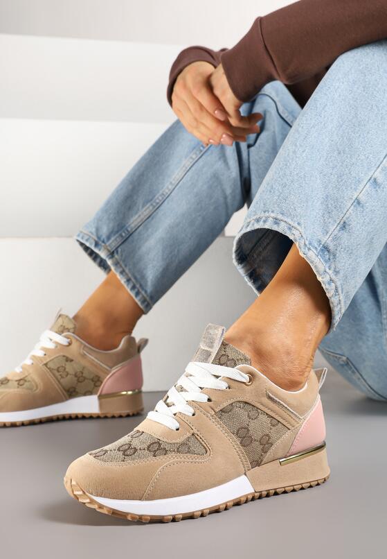 Sneakers Bej cu roz 2