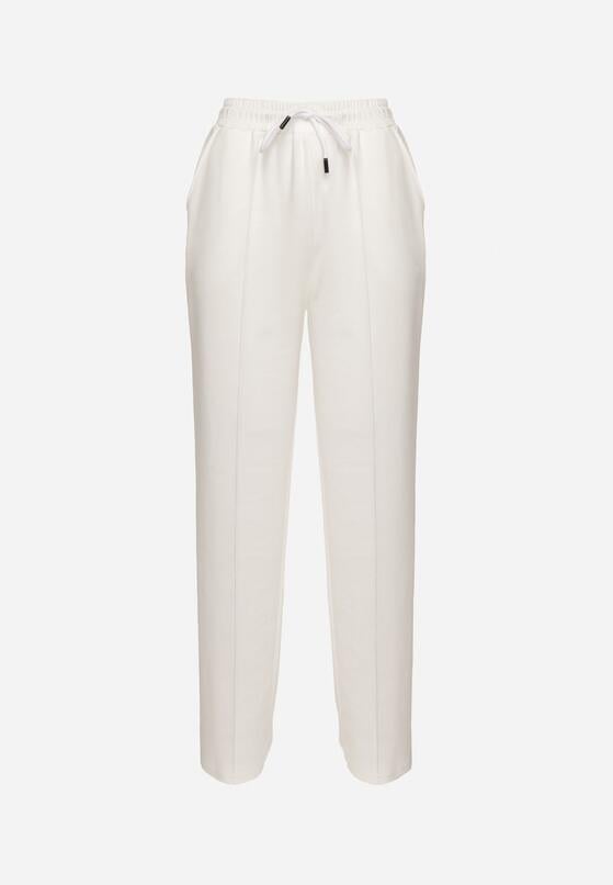 Białe Spodnie Dresowe z Wiskozą o Szerokim Kroju z Wysokim Stanem Setoria 6