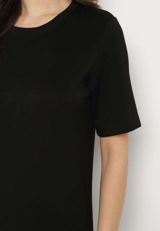 Czarna Sukienka T-shirt z Rozcięciami i Kieszeniami Salltes 5