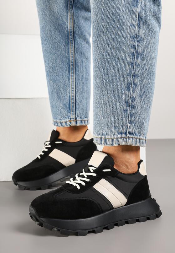 Sneakers Negri cu bej 1