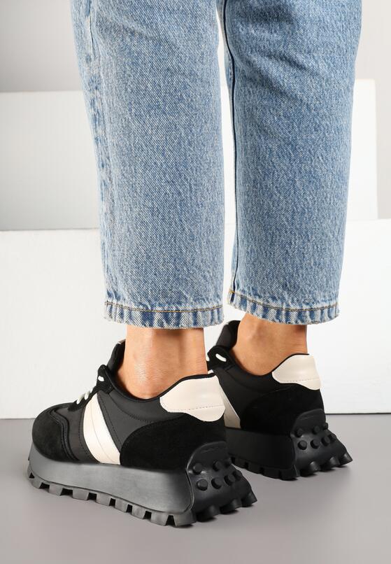 Sneakers Negri cu bej 3