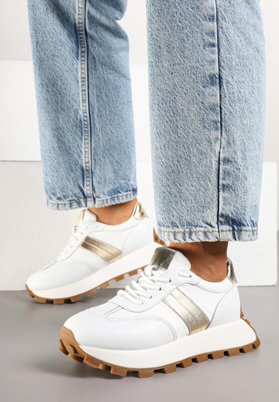 Sneakers Alb cu auriu 2