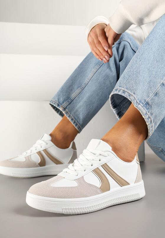 Biało-Beżowe Sneakersy w Stylu Kultowych Tenisówek Setionis 2