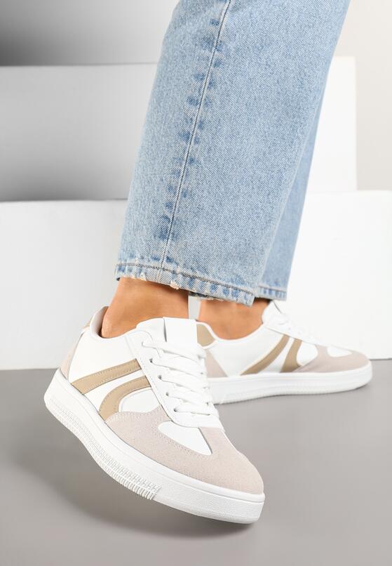 Biało-Beżowe Sneakersy w Stylu Kultowych Tenisówek Setionis 1