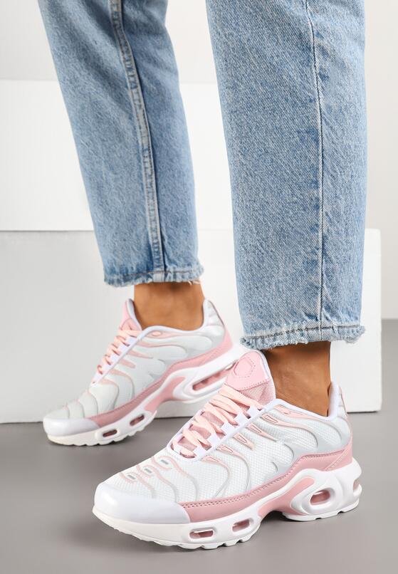 Biało-Różowe Buty Sportowe Sneakersy Ozdobione Tłoczeniem Tulinea 1