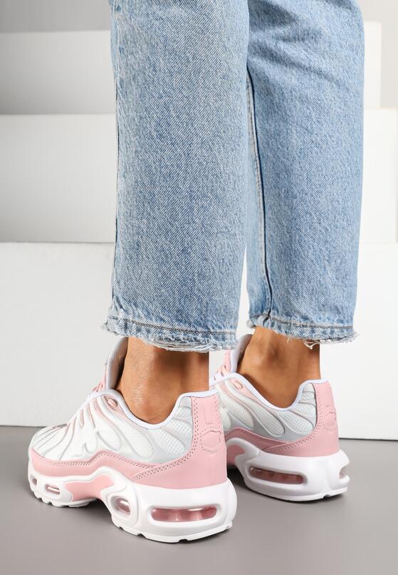 Biało-Różowe Buty Sportowe Sneakersy Ozdobione Tłoczeniem Tulinea 3