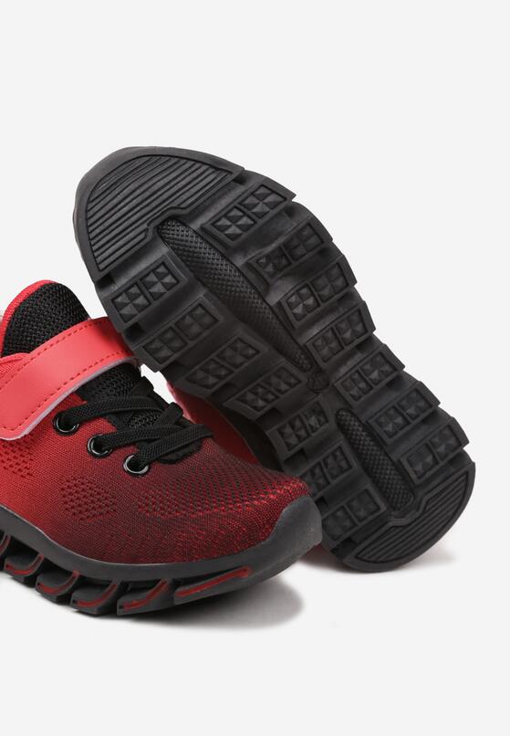 Czarno-Czerwone Buty Sportowe Zapinane na Rzep z Materiałową Cholewką Laniella 3