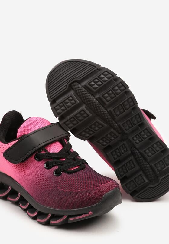 Czarno-Różowe Buty Sportowe Zapinane na Rzep z Materiałową Cholewką Laniella 3