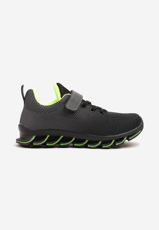 Czarno-Zielone Buty Sportowe Sneakersy na Grubej Tłoczonej Podeszwie Kizana 1