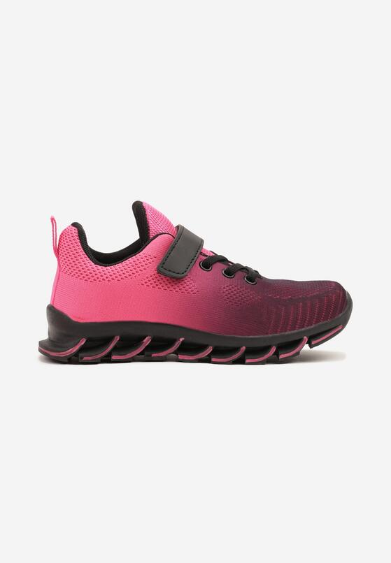 Czarno-Różowe Buty Sportowe Sneakersy na Grubej Tłoczonej Podeszwie Kizana 1