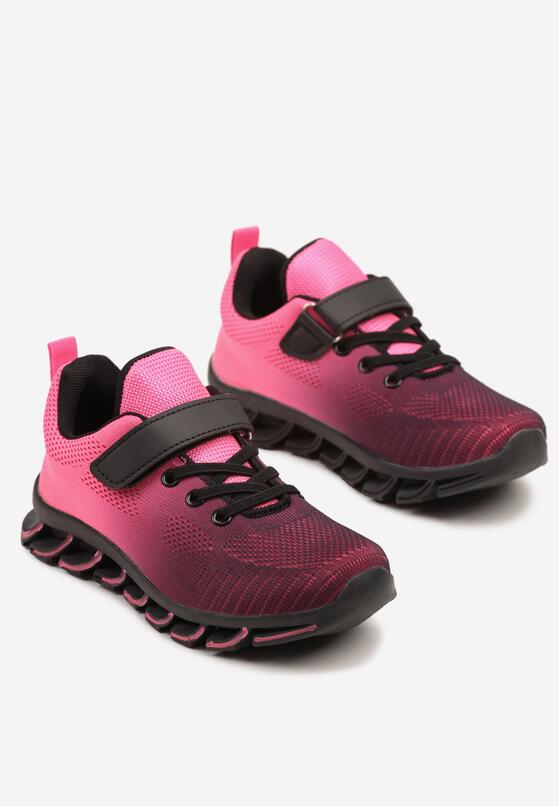 Czarno-Różowe Buty Sportowe Sneakersy na Grubej Tłoczonej Podeszwie Kizana 2