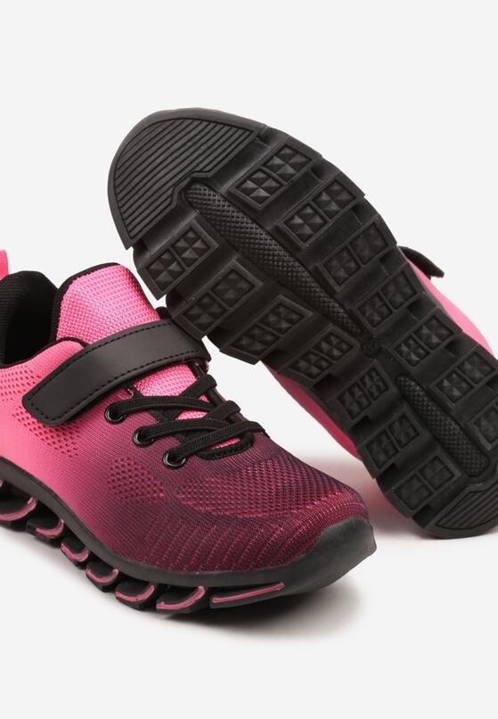 Czarno-Różowe Buty Sportowe Sneakersy na Grubej Tłoczonej Podeszwie Kizana 3