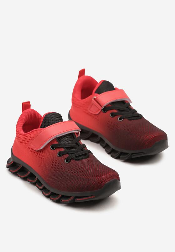 Czarno-Czerwone Buty Sportowe Sneakersy na Grubej Tłoczonej Podeszwie Kizana 2