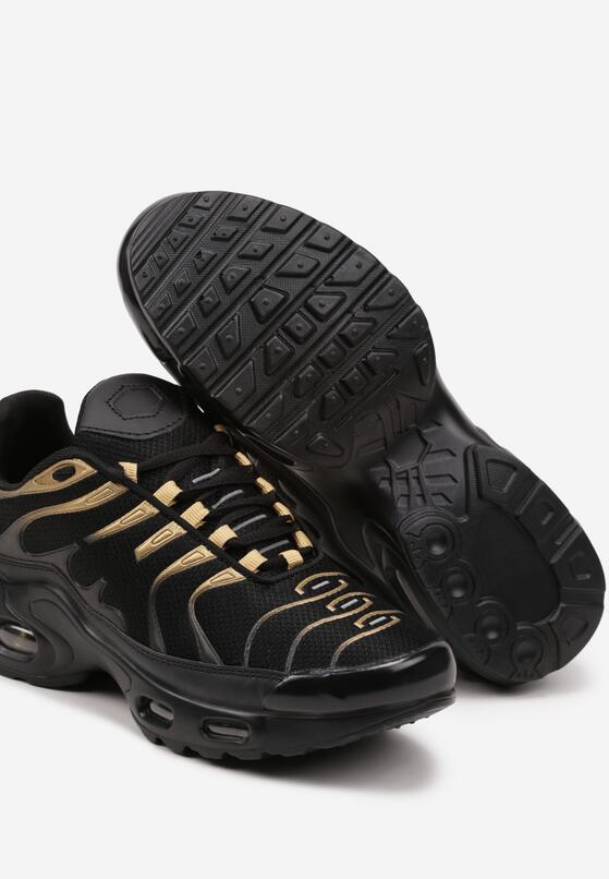Czarno-Złote Buty Sportowe Sneakersy Ozdobione Tłoczeniem Zalirae 3