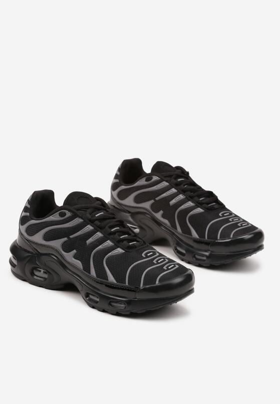 Czarno-Srebrne Buty Sportowe Sneakersy Ozdobione Tłoczeniem Zalirae 2