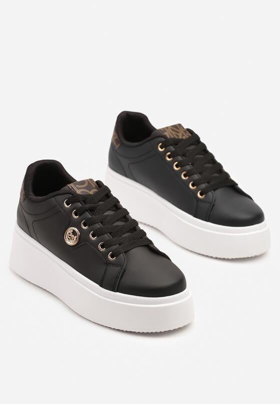 Czarne Sneakersy na Platformie z Metaliczną Ozdobą Zaccaria 5