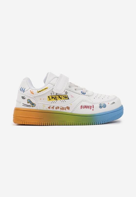 Białe Buty Sportowe Sneakersy z Zapięciem na Rzep i Aplikacjami Setadwen 1