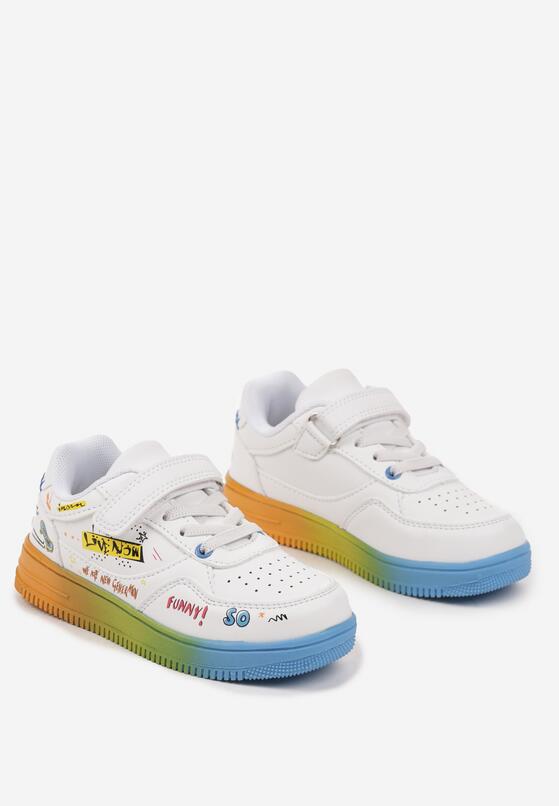 Białe Buty Sportowe Sneakersy z Zapięciem na Rzep i Aplikacjami Setadwen 2