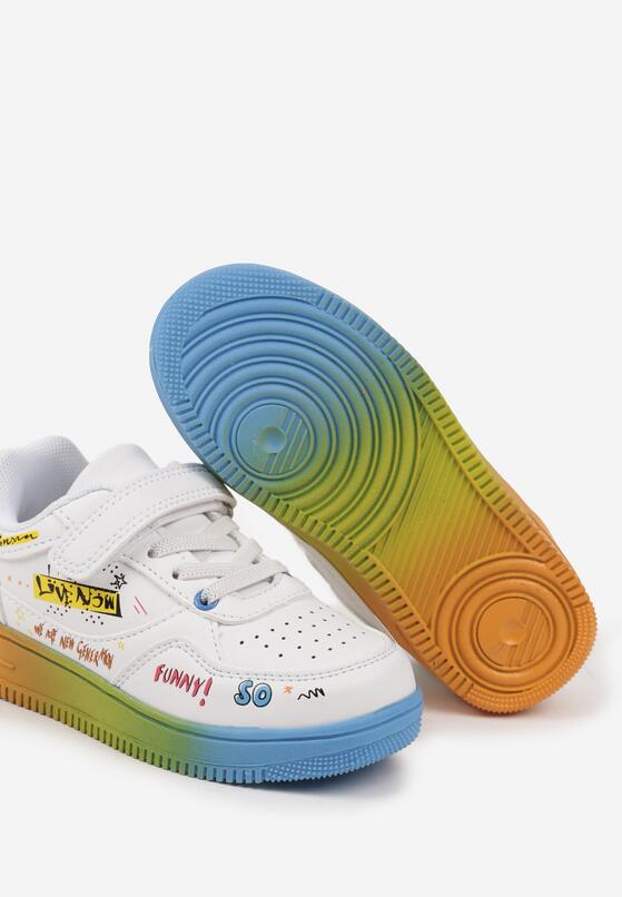 Białe Buty Sportowe Sneakersy z Zapięciem na Rzep i Aplikacjami Setadwen 3