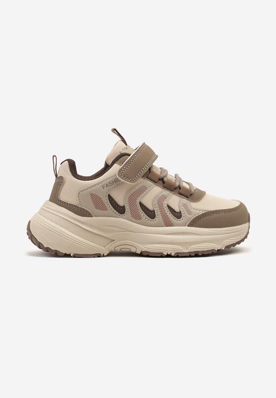 Brązowe Buty Sportowe Sneakersy z Geometrycznym Wzorem Setariela 1