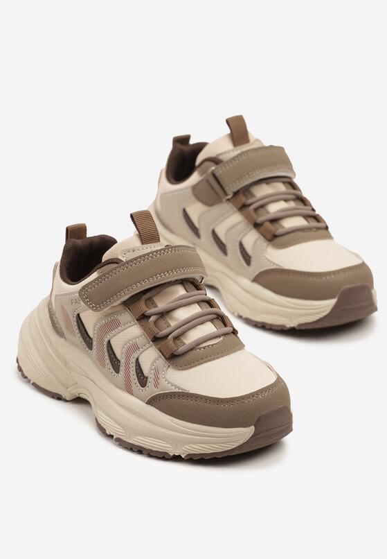Brązowe Buty Sportowe Sneakersy z Geometrycznym Wzorem Setariela 2