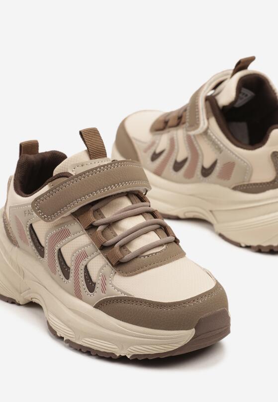 Brązowe Buty Sportowe Sneakersy z Geometrycznym Wzorem Setariela 3