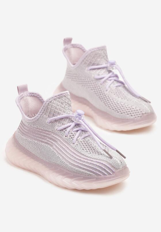 Fioletowe Buty Sportowe Sneakersy z Geometrycznymi Paskami Garenia 2