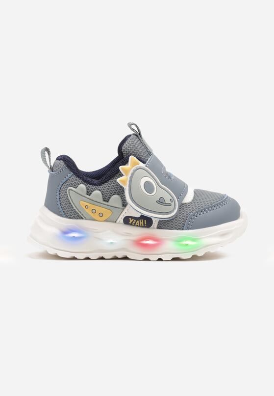 Niebieskie Buty Sportowe Sneakersy Ozdobione Dinozaurem 3D Setonia 1