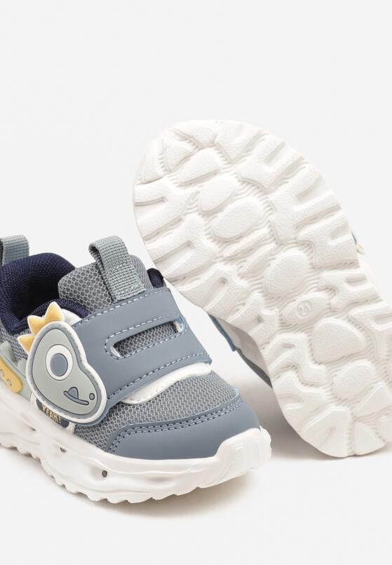 Niebieskie Buty Sportowe Sneakersy Ozdobione Dinozaurem 3D Setonia 3