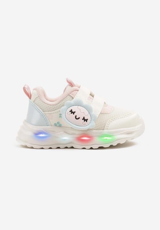 Białe Buty Sportowe Sneakersy z Aplikacjami 3D i Lampkami LED Seneseta 1