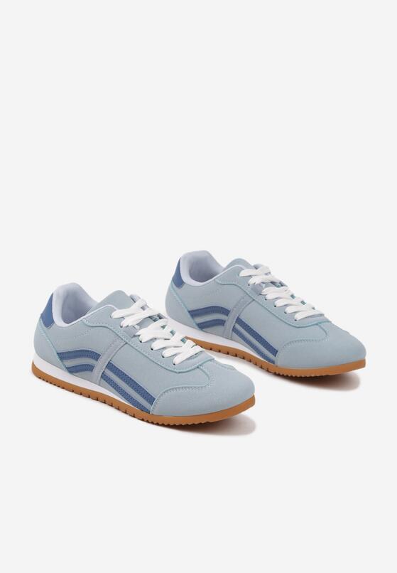 Niebieskie Sneakersy z Przeszyciami i Ozdobnymi Paskami na Boku Beniffa 5