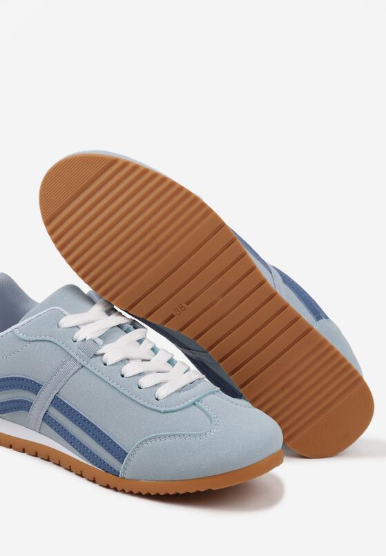 Niebieskie Sneakersy z Przeszyciami i Ozdobnymi Paskami na Boku Beniffa 6
