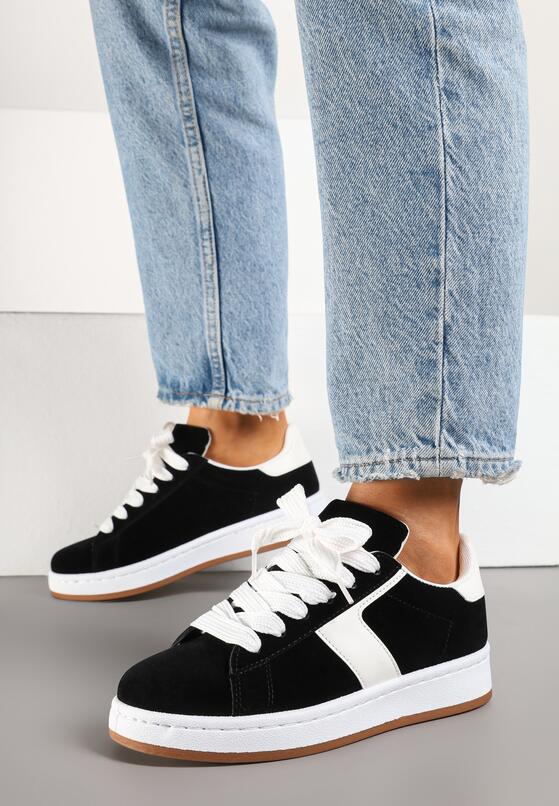 Czarne Sneakersy Ozdobione Paskiem Zrulla 1