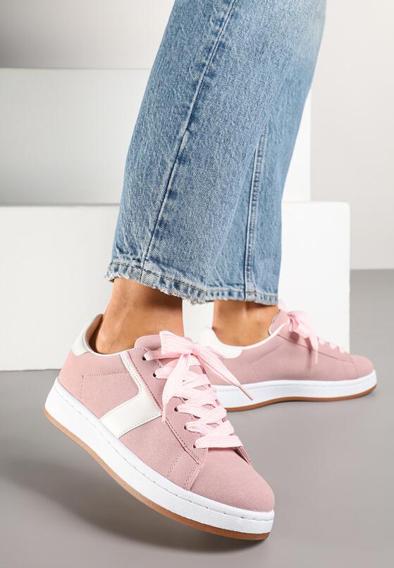 Różowe Sneakersy Ozdobione Paskiem Zrulla 2