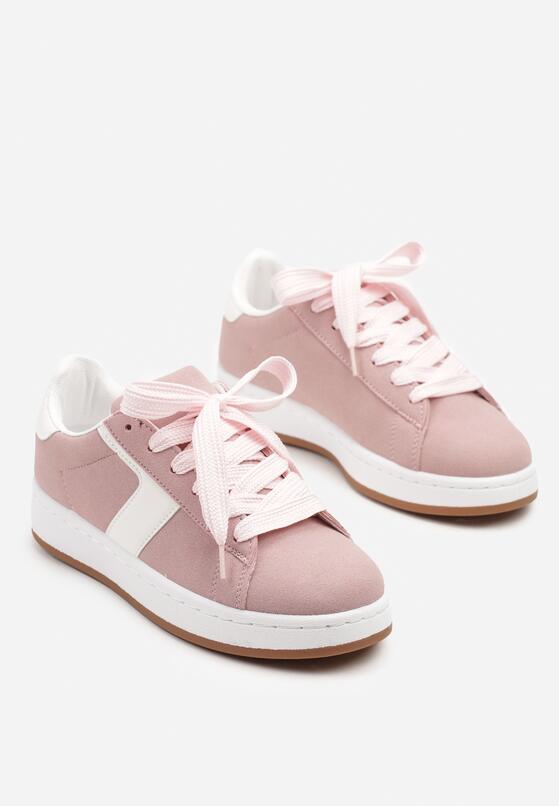 Różowe Sneakersy Ozdobione Paskiem Zrulla 5