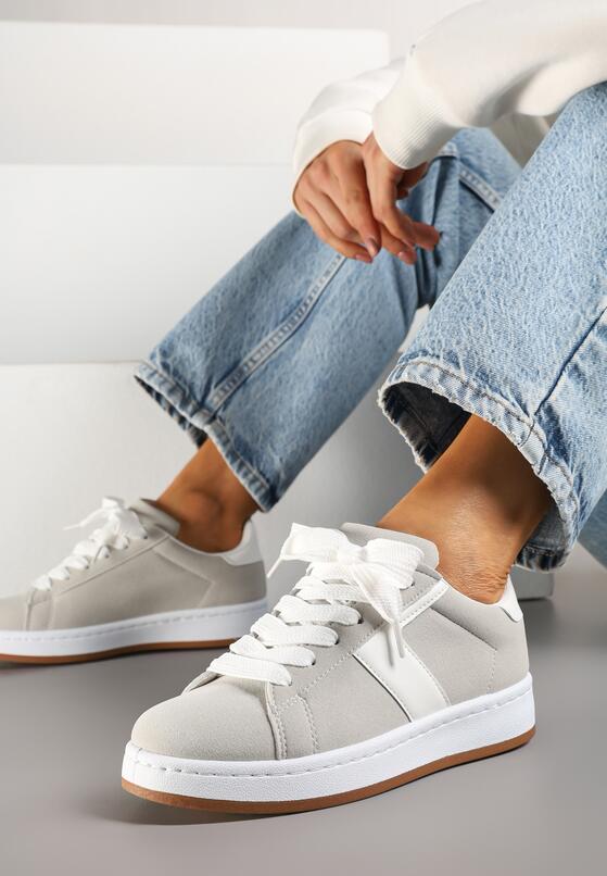 Szare Sneakersy Ozdobione Paskiem Zrulla 2