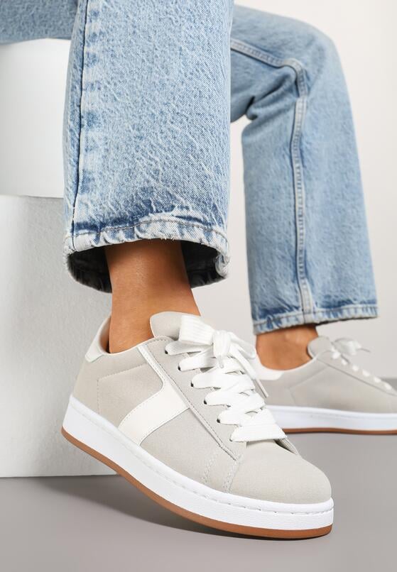 Szare Sneakersy Ozdobione Paskiem Zrulla 1