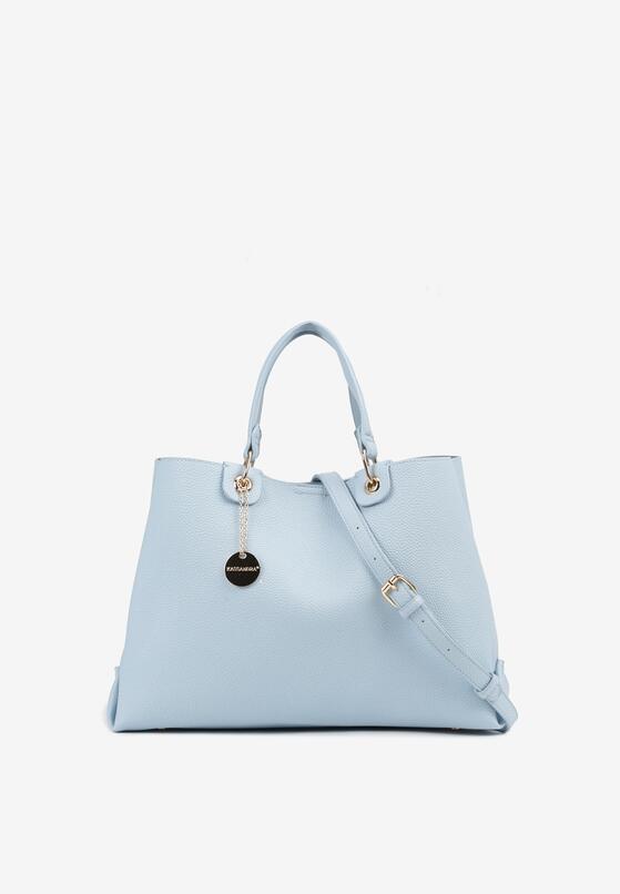 Jasnoniebieska Torebka w Stylu Shopperki z Metaliczną Aplikacją Ilinera 1