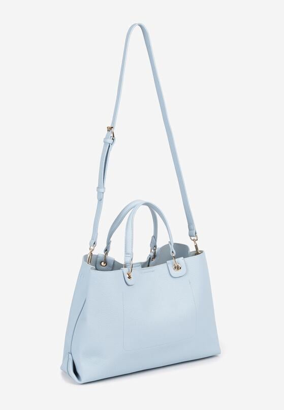 Jasnoniebieska Torebka w Stylu Shopperki z Metaliczną Aplikacją Ilinera 2