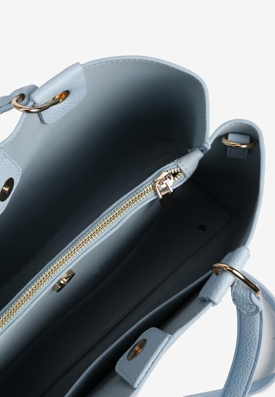 Jasnoniebieska Torebka w Stylu Shopperki z Metaliczną Aplikacją Ilinera 3