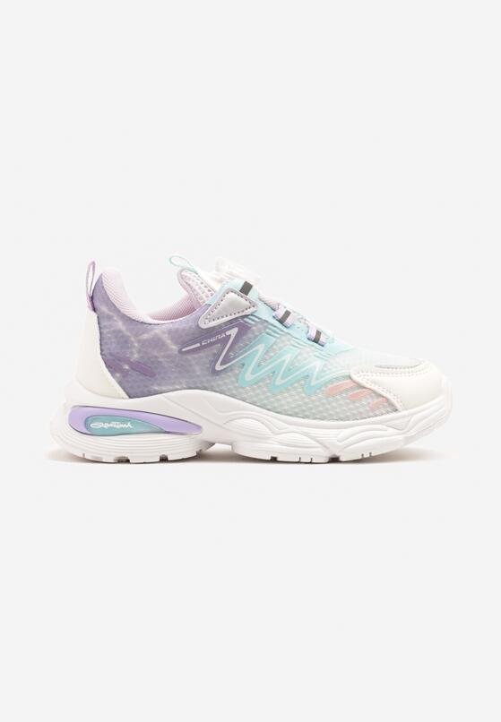 Fioletowe Buty Sportowe Sneakersy na Grubej Podeszwie z Tłoczeniem Setarinia 1