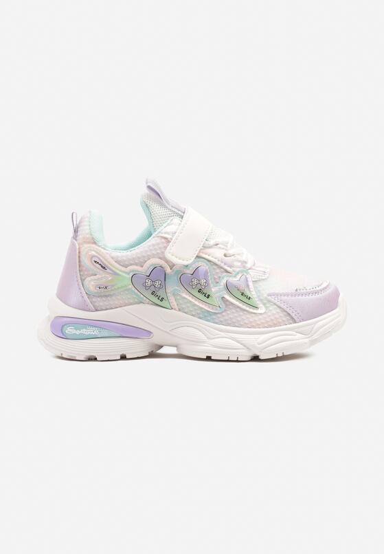 Fioletowe Buty Sportowe Sneakersy Ozdobione Sercami i Tłoczeniem Setolira 1