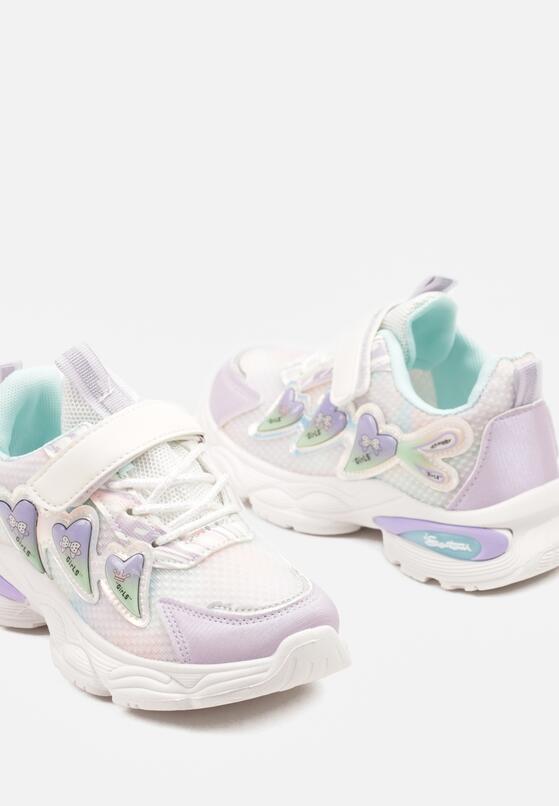 Fioletowe Buty Sportowe Sneakersy Ozdobione Sercami i Tłoczeniem Setolira 3