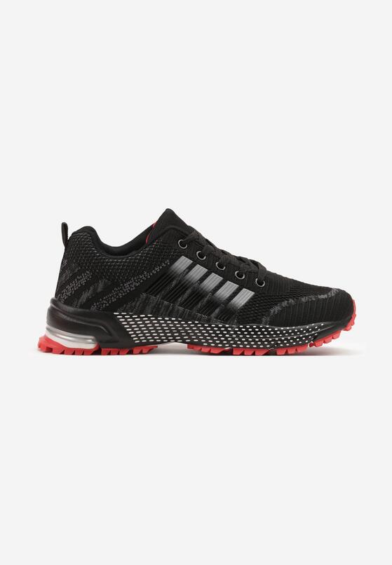 Czarno-Czerwone Sneakersy Sportowe z Ozdobnym Bieżnikiem Julinea 4