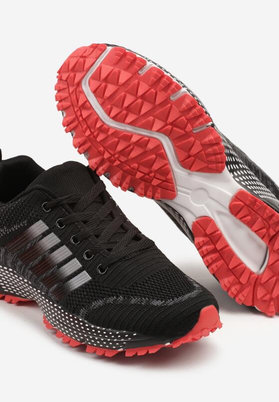 Czarno-Czerwone Sneakersy Sportowe z Ozdobnym Bieżnikiem Julinea 6