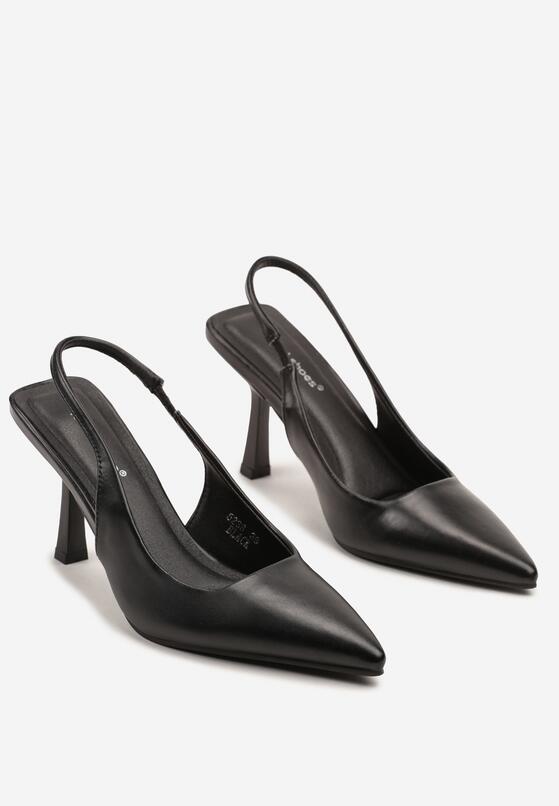 Czarne Sandały Slingback na Szpilce z Noskiem w Szpic Nanoril 5